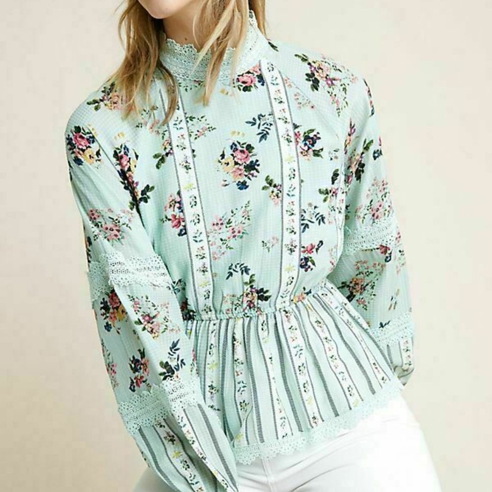ANTHROPOLOGIE Hemant & Nandita Amour Floral Blouse - Picture 2 of 11